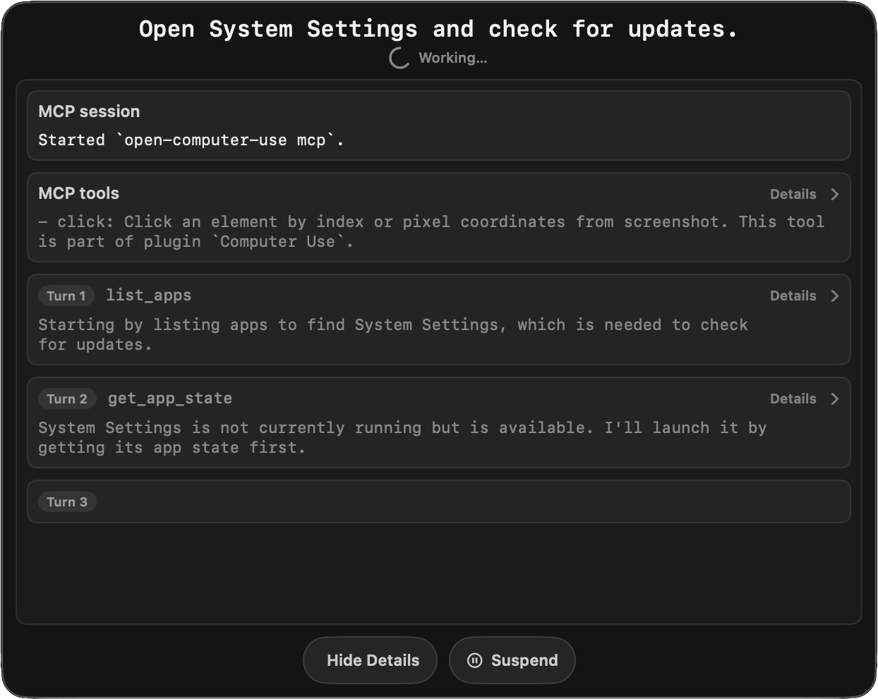 AI workflow confirmation overlay before execution